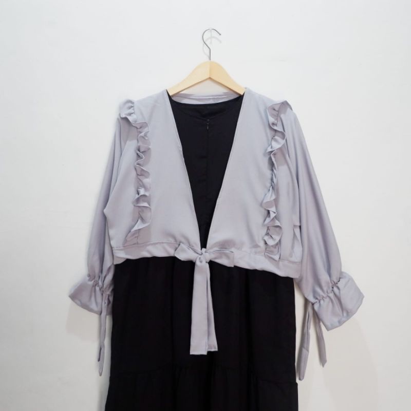 OUTER SET FASHION TERBARU / INNER DRESS MUSLIM / PAKAIAN WANITA-Inner black + abu
