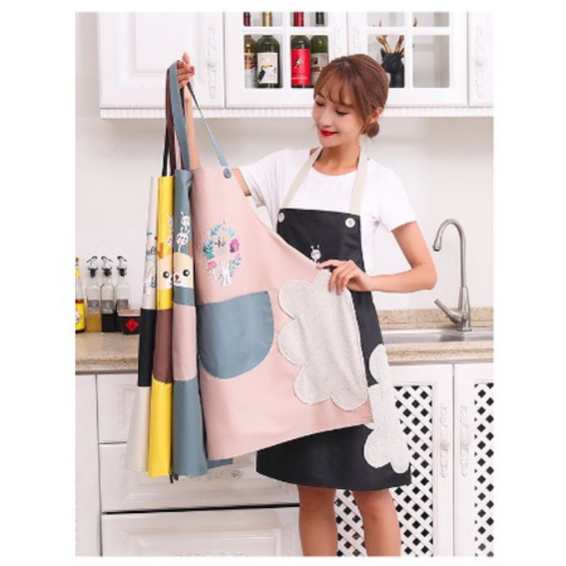 Celemek Kain Apron Masak Kain Waterproof Celemek Waterproof Motif Karakter