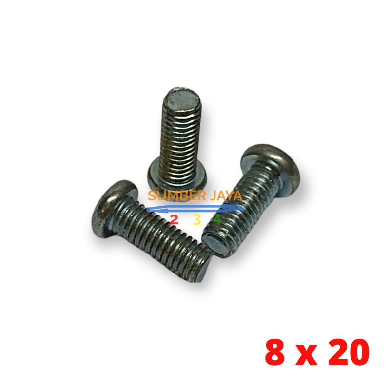 Baut JP 8 x 20 putih isi 10 pcs / Skrup JP 8 x 20 isi 10