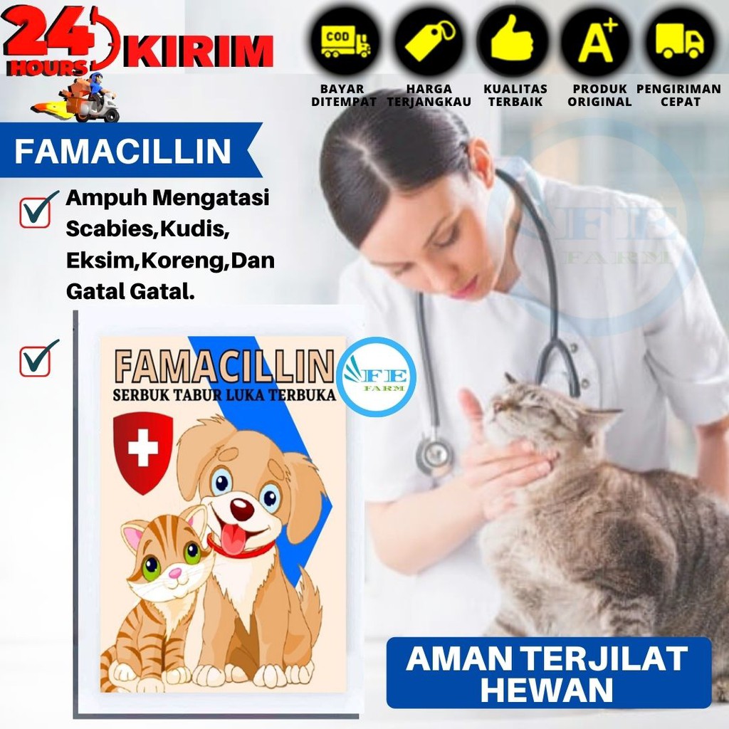 Serbuk tabur untuk luka terbuka Famacilin FEFARM