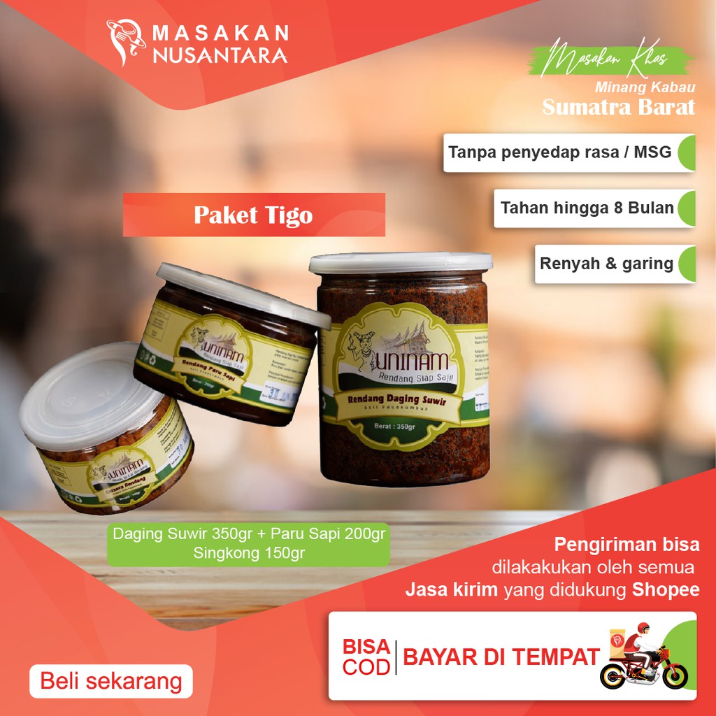 

Rendang Paket Tigo / Rendang UniNam Rendang Sapi Rendang Makanan Cepat Saji Makanan Kemasan