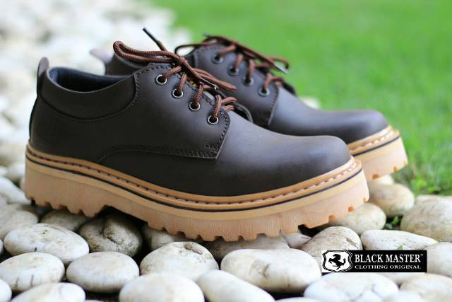 UNDERGROUND LOW - BLACK MASTER ORIGINAL | Sepatu Boots Pria Kulit Asli Sol Tinggi Kasual Kerja Biker