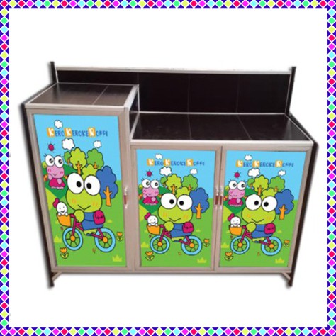Stiker Rak Meja Kompor 3 Pintu Motif Keropi