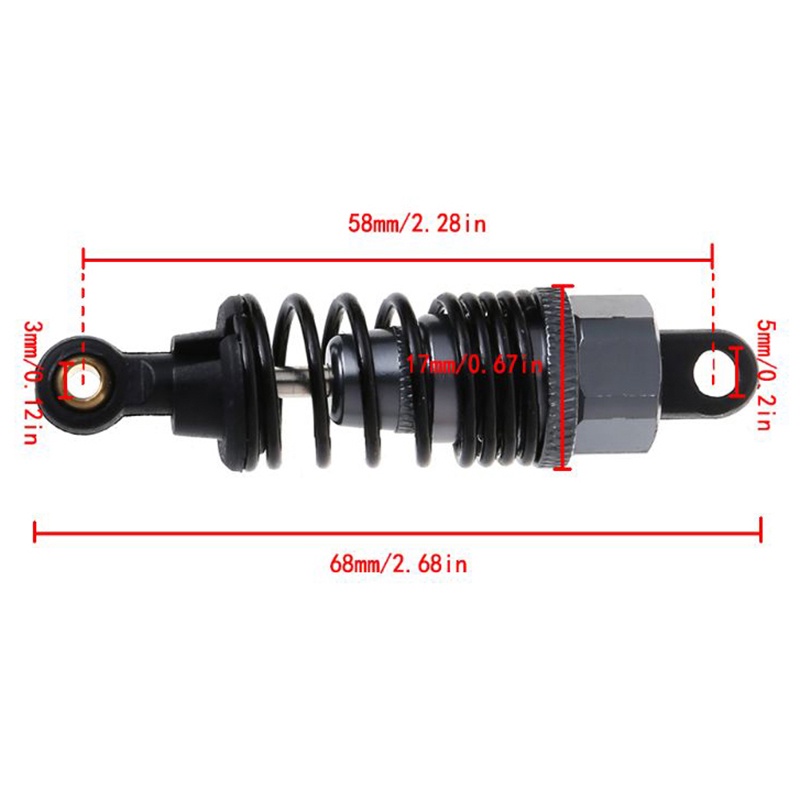 Gentlehappy 2Pcs Mainan Mobil RC 02002 HSP 102004 Shock absorber Bahan alloy Untuk RC 1 / 10 drift parts car