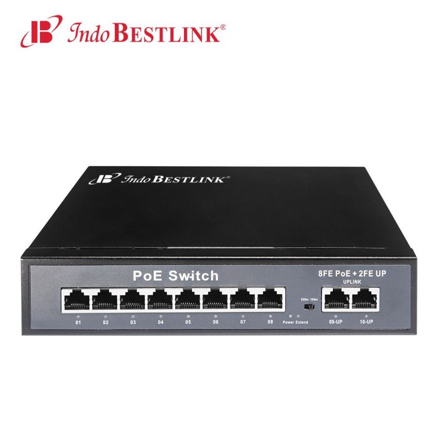 Switch poe indobestlink bestlink 8 port 10/100Mbps lan rj45 with 2 port uplink ib-8f2f-65w