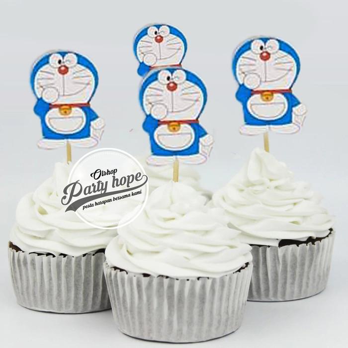 Topper Cupcake Doraemon / Tusukan Kue Doraemon / Cake Dekorasi Kartun