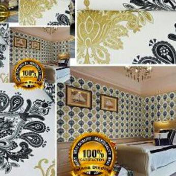 Koleksi Terbaru Wallpaper Dinding 45 Cm X 10 M Wallsticker Motif Batik Hitam Gold Shopee Indonesia