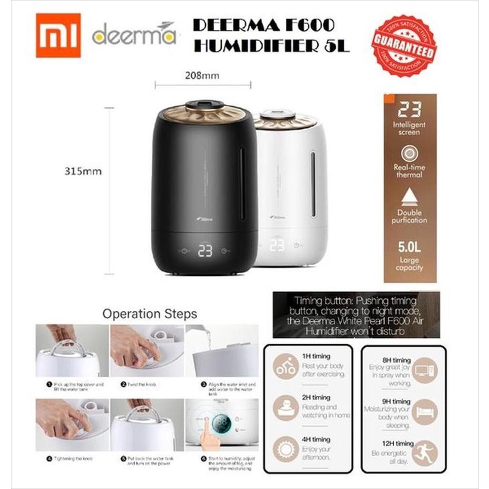 Xiaomi DEERMA F600 Air  Humidifier 5L - TOUCH SCREEN - Hitam