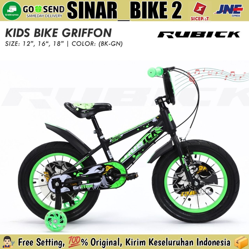 Sepeda Anak Laki BMX RUBICK GRIFFON Ukuran 12 16 &amp; 18 Inch Tameng Musik