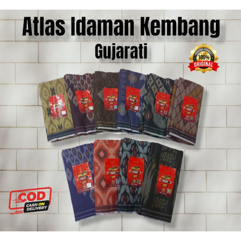 SARUNG ATLAS IDAMAN KEMBANG GUJARATI & HARMONI FAVORIT SERASI MOTIF BHS SGE SJE SKE SGS SIF KWG