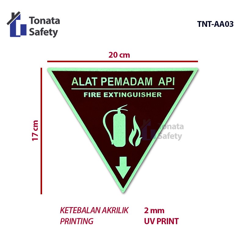 Segitiga APAR Glow In The Dark / Rambu Akrilik Alat Pemadam Api Ringan