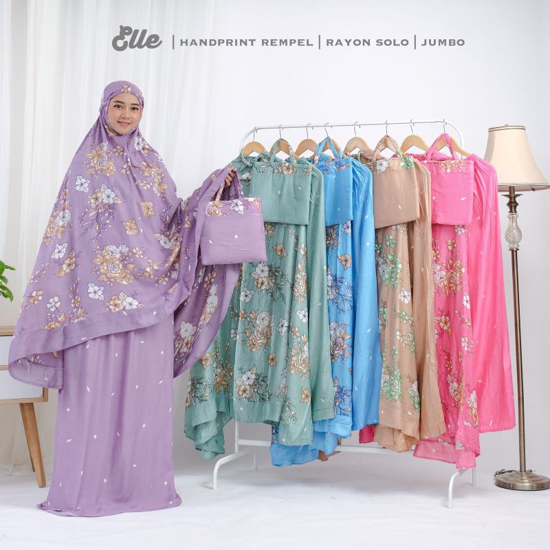 (RATU AYU) Mukena Dewasa Elle Rayon Handprint Size Jumbo