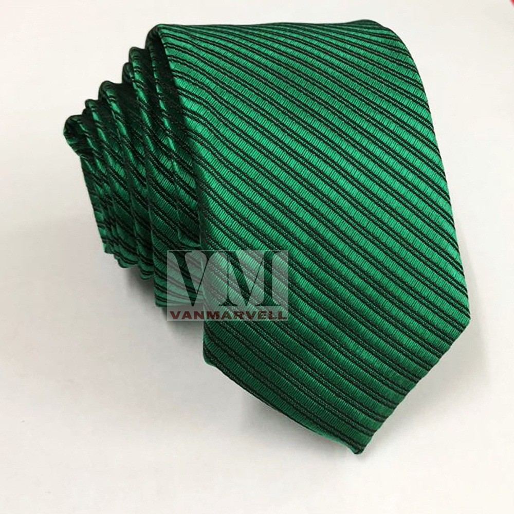 VM Dasi Hijau Polos Garis Slim - Dasi Fashion Dasi kerja - Slim Tie