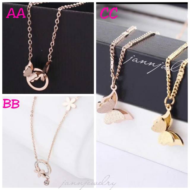 100% Kalung Butterfly Titanium asli anti karat KT-10