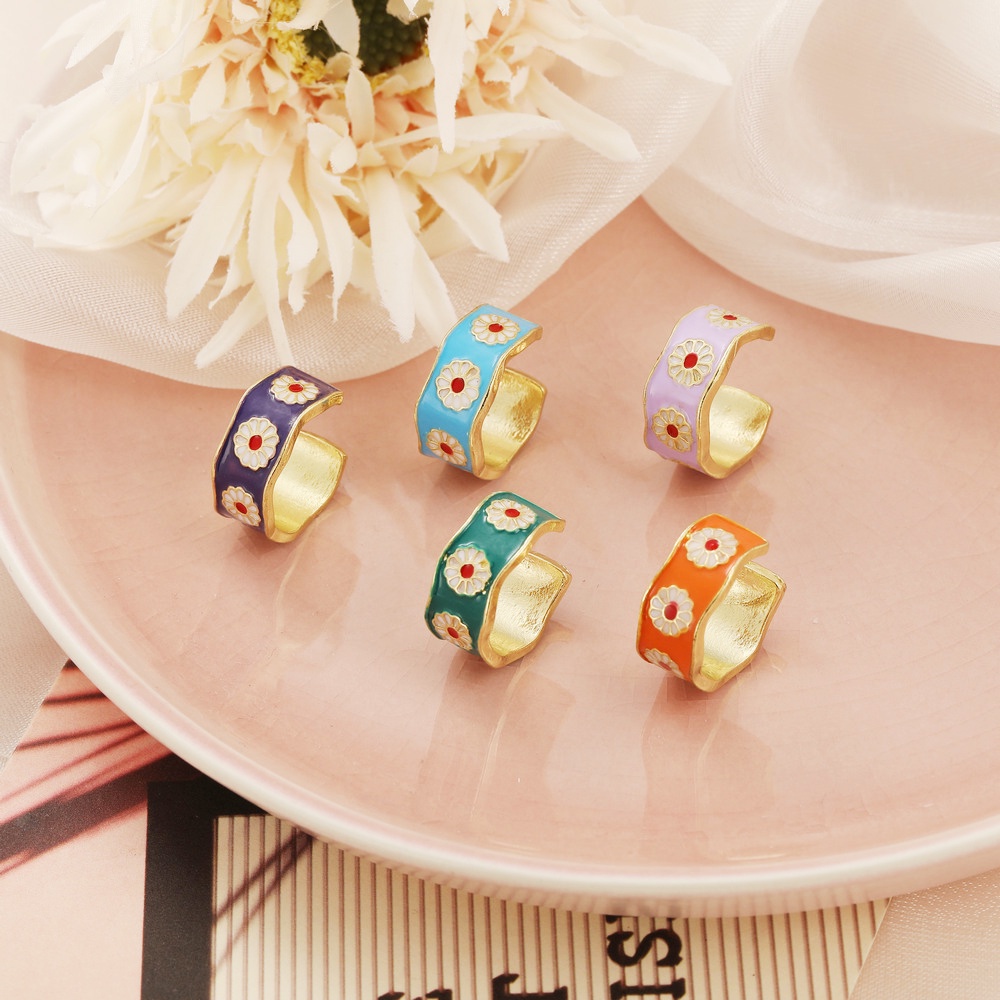 Korean Rings Daisy Inlaid Ring Jewelry Accessories Fashion Open Finger Ring Alloy Women Accessories   Party Beautiful