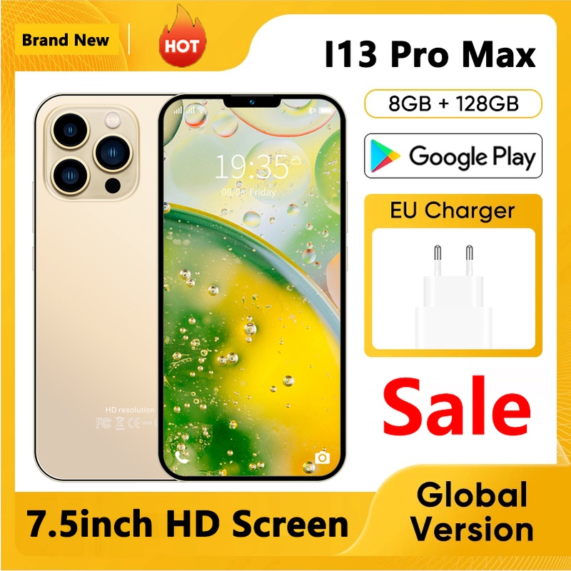 【Spot】 Produk Baru i13 pro Smartphone Android Layar 7,5 inci 4G/5G Ponsel 8GB RAM + 128GB ROM Handphone Android Buka Kunci Sidik Jari  COD