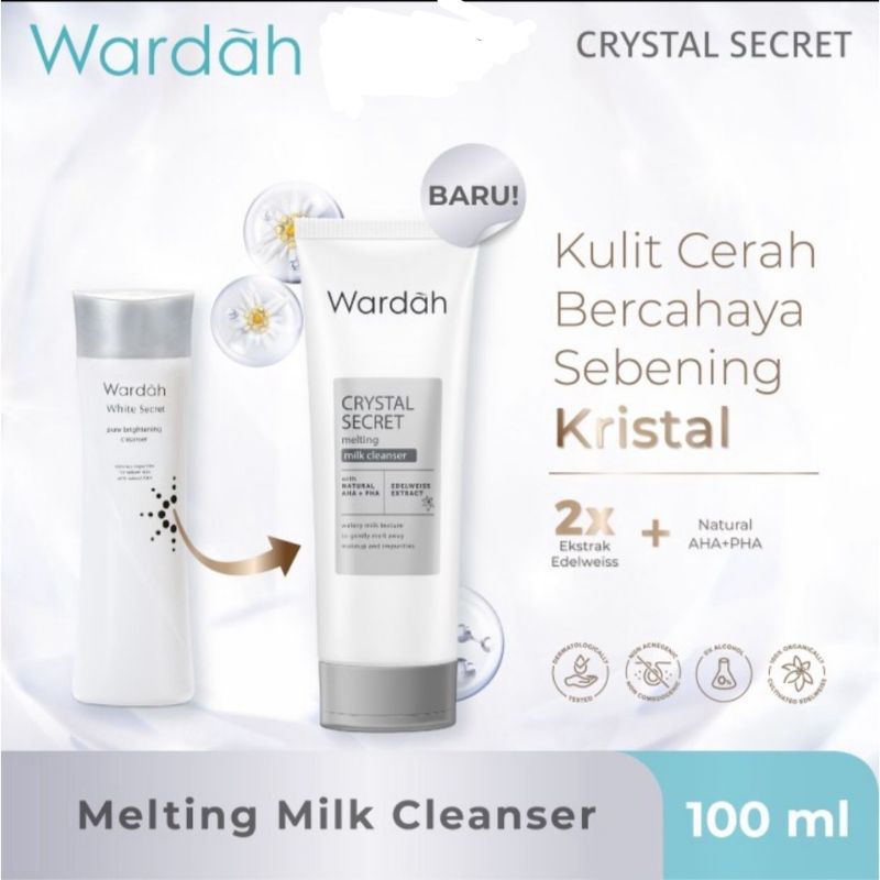 Wardah Crystal Secret Melting Milk Cleanser 100ml | Pembersih Wajah | Susu Pembersih