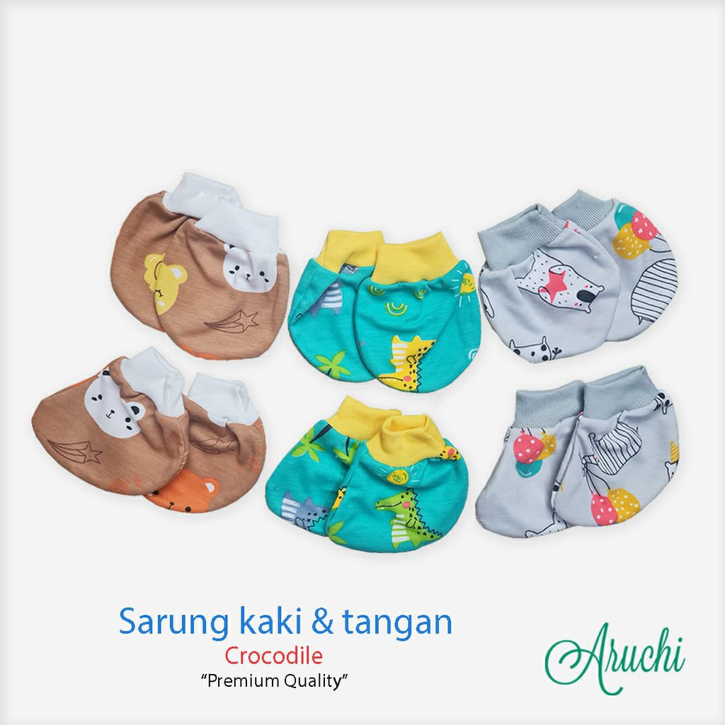 Aruchi Topi dan Sarung Tangan Kaki Bayi Premium