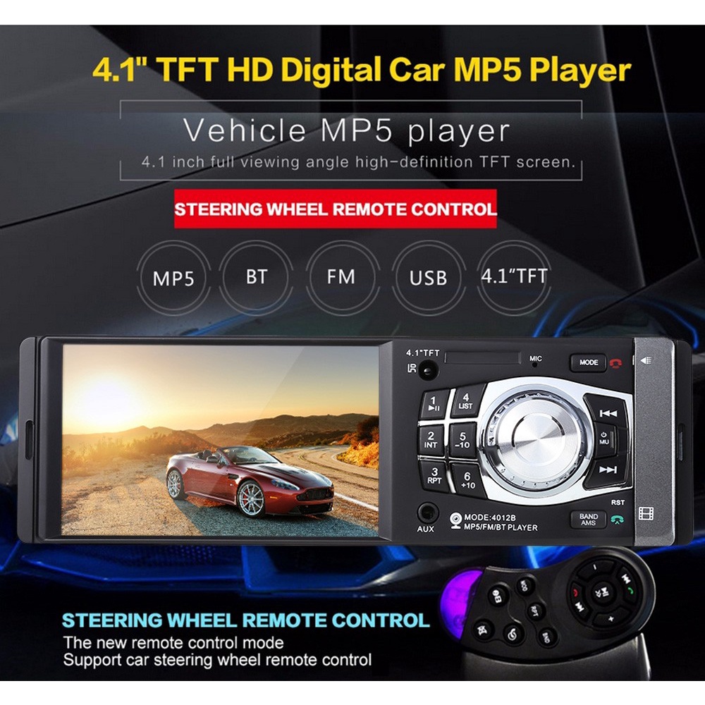 AMPrime Tape Audio Mobil Media Player LCD 4.1 Inch Rear Camera - 4012B