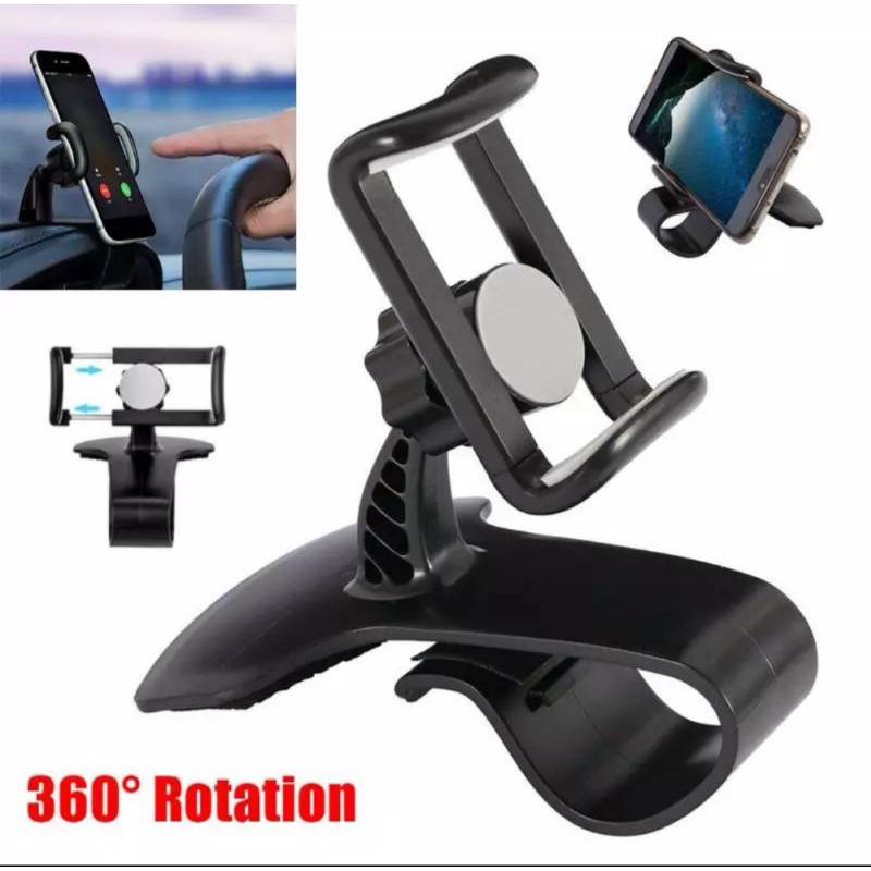 Jepit Car Phone Holder putar 360 Mobil Dashboard depan Hp Handphone GPS Maps petunjuk Jalan meja kantor stan Standing HD15 HD22