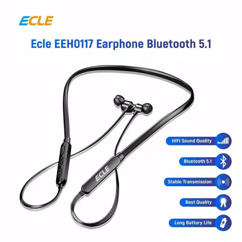 Headset Ecle EEH0117 Earphone Bluetooth 5.1 Original