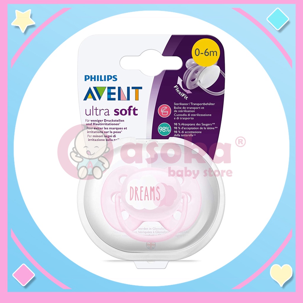 Philips Avent Soother Soft Girl Dreams 0-6m SCF527/01 Empeng Bayi ASOKA