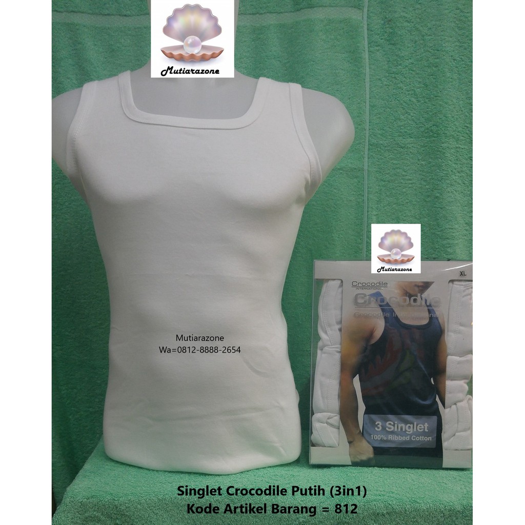 Singlet Crocodile  Putih  Polos  812P 3in1 Shopee Indonesia