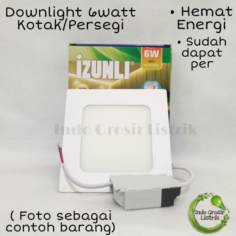 Downlight Panel LED 6watt Putih Lampu Panel 6w Lampu LED Kotak Bulat Downlight LED 6watt Cahaya Puti