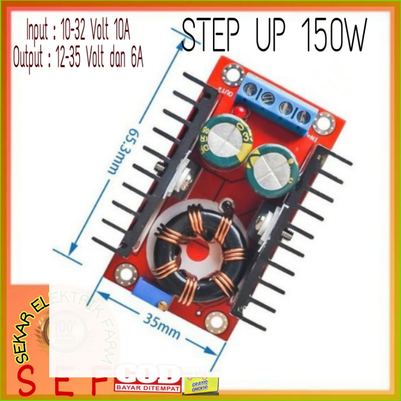 MODULE STEP UP Output voltage 12-35V DC (adjustable) 150W 10A