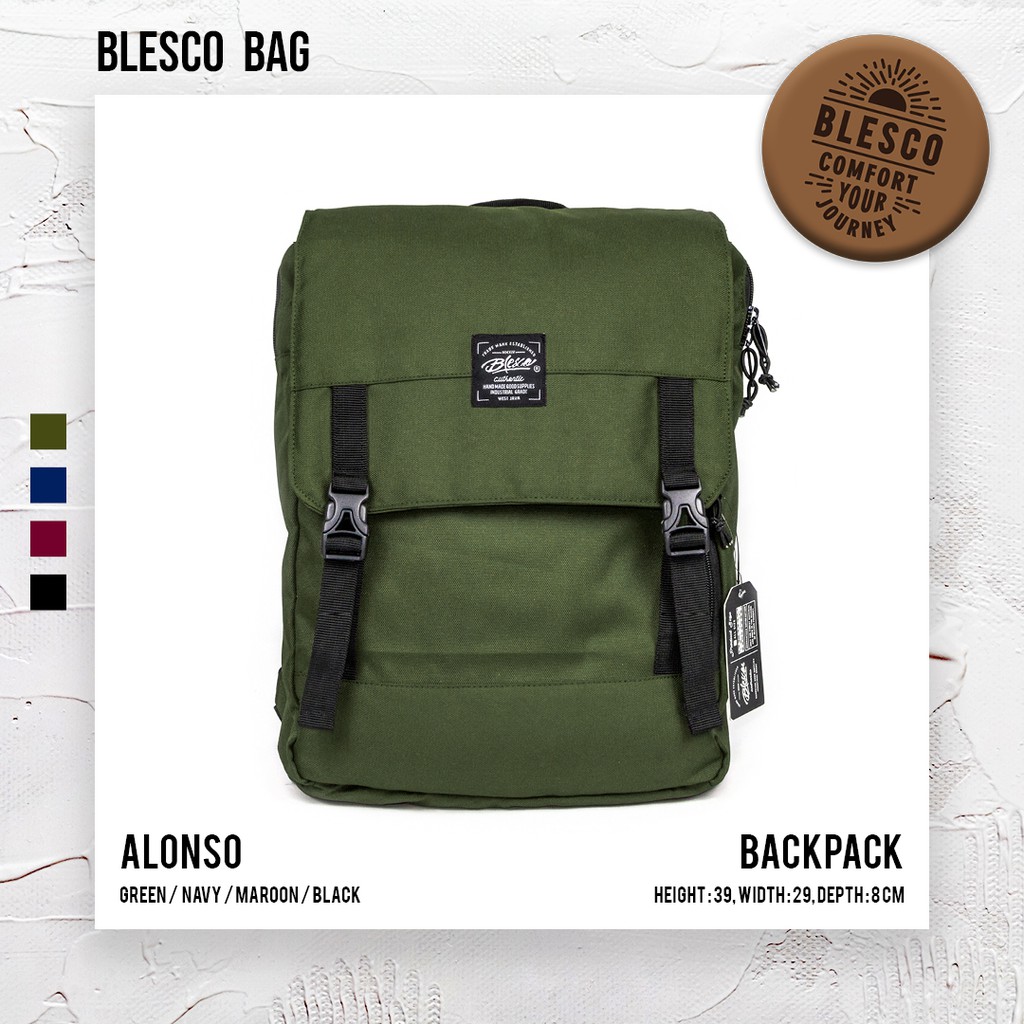 Tas Punggung Pria Warna Hijau - Blesco Alonso Tas Ransel Laptop 14 inch