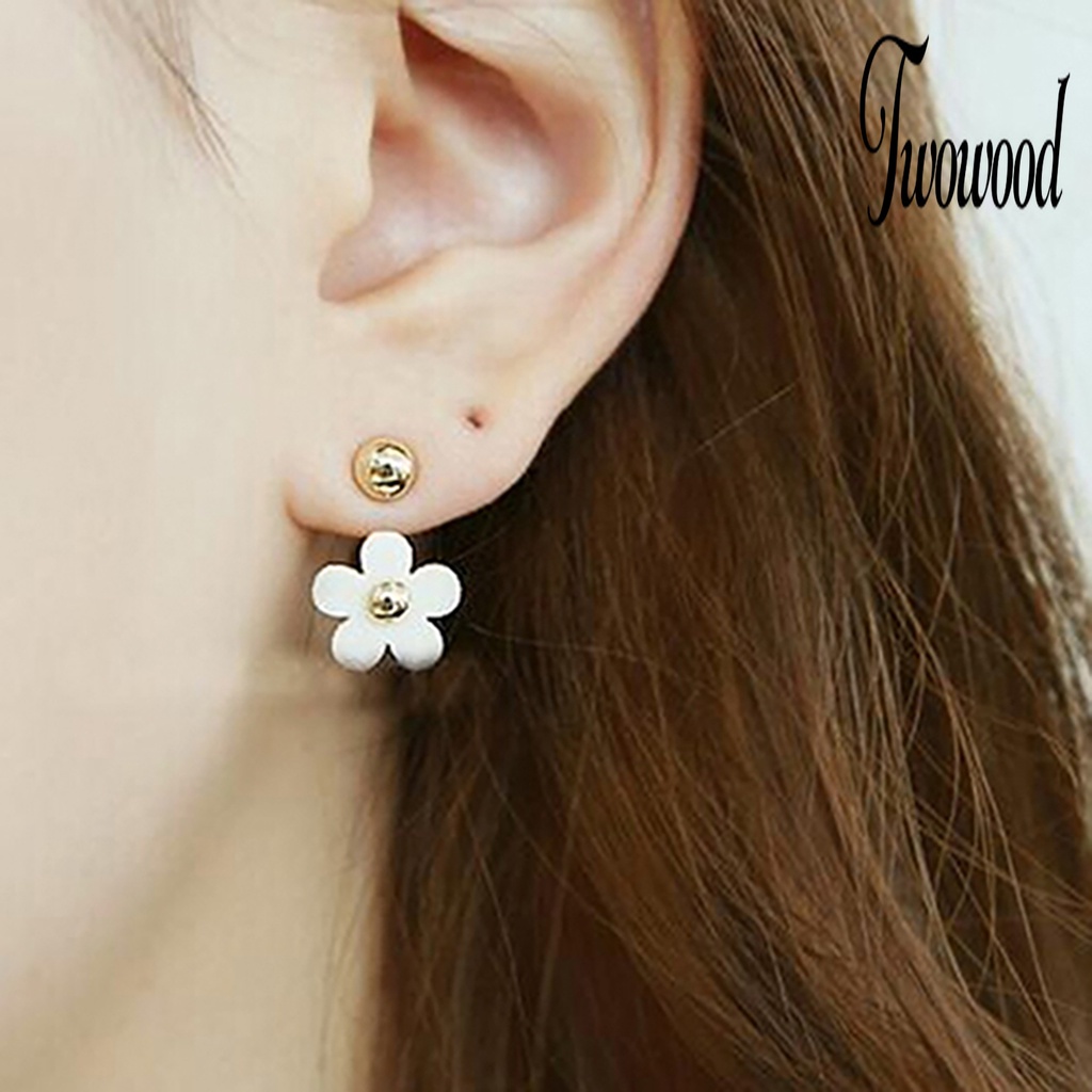 1 Pasang Anting Stud Bentuk Bunga Bahan Alloy Untuk Pesta