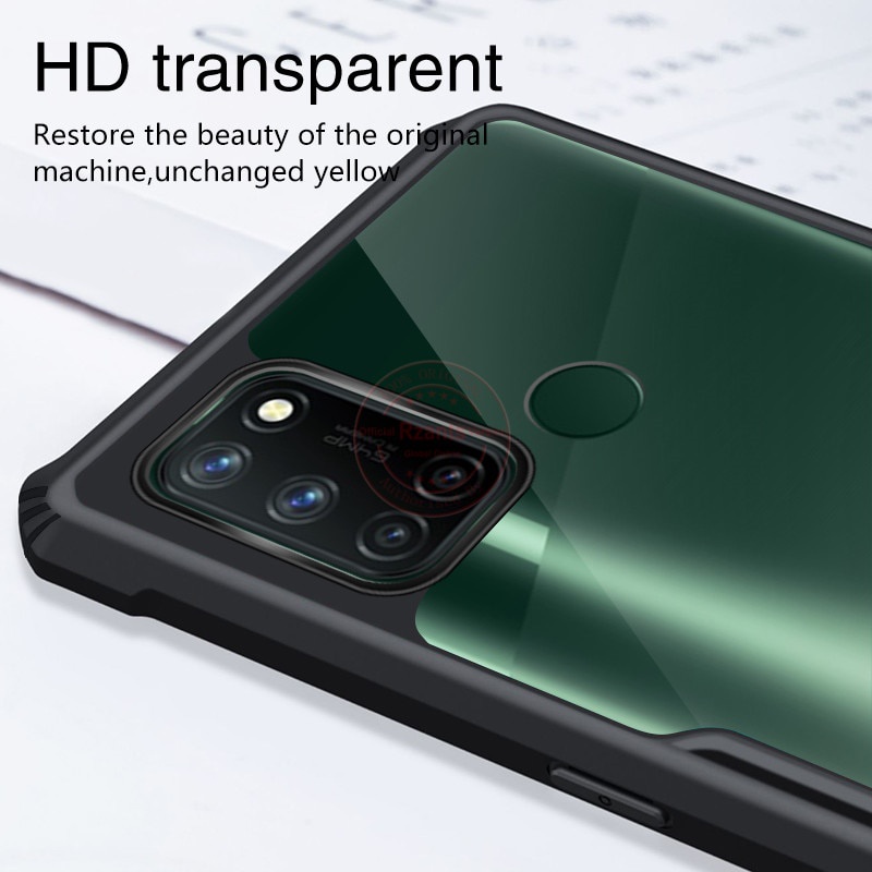 Case REALME C17 Armor Fushion Transparent Casing + Tempered Glass Full Layar dan Skin Carbon