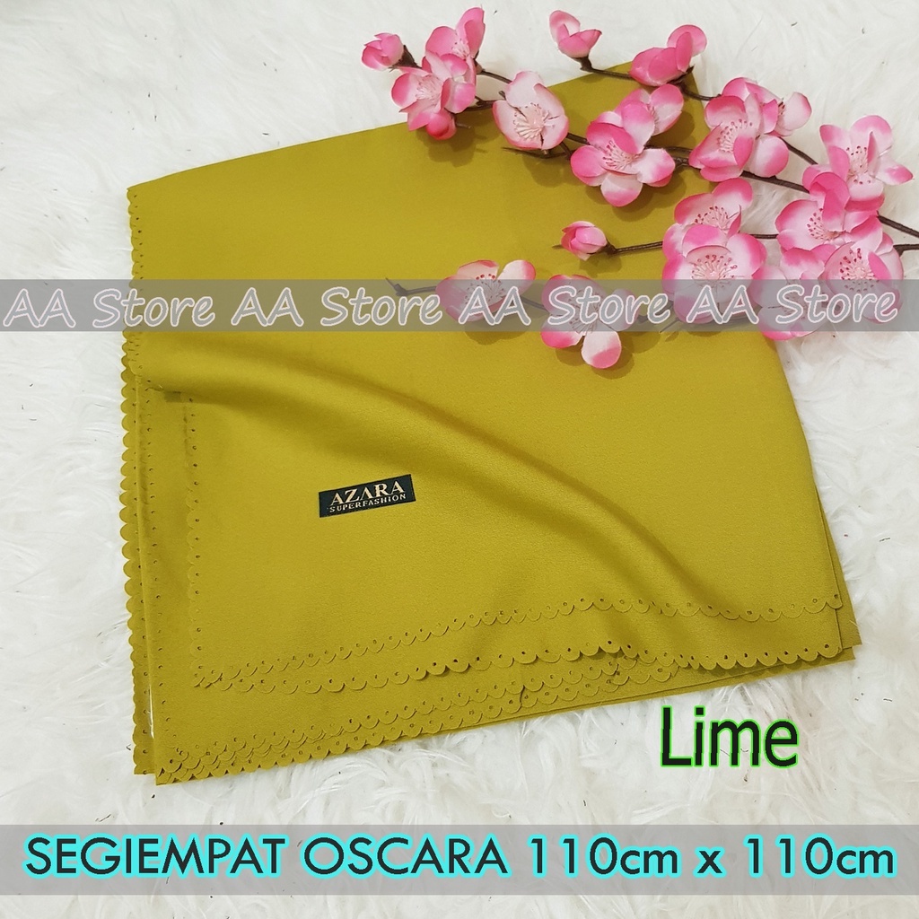 Segi empat voal oscara polos / jilbab polos azara-yellow lime