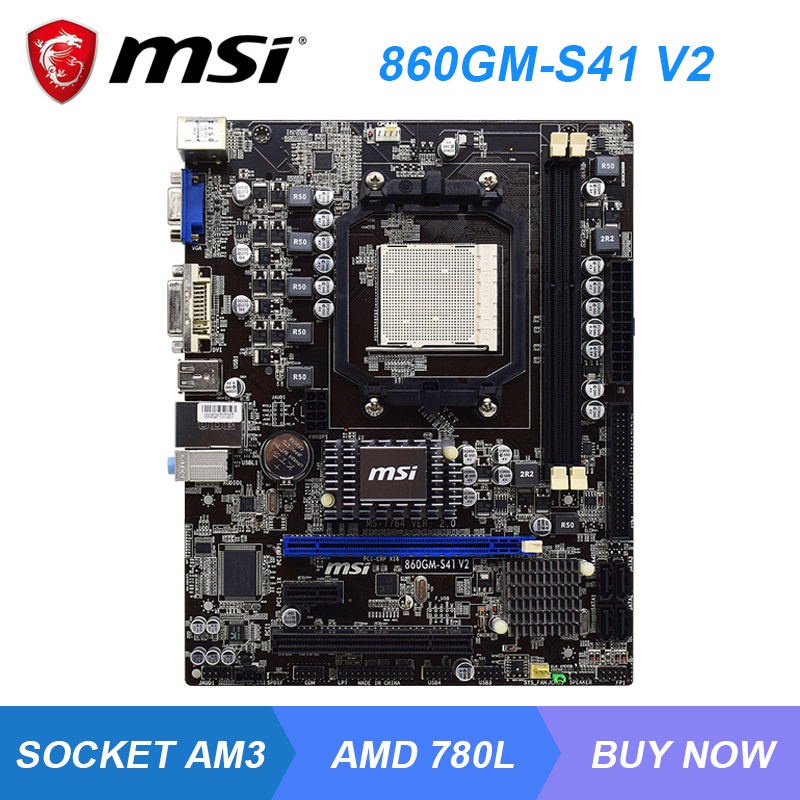 PREORDER MSI 860GM-S41 V2 Socket AM3 AMD 780L Original PC Motherboard DDR3 8GB VGA DVI 8×USB2.0 SATA