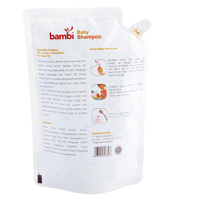 Bambi Baby Shampoo With Licorice, Chamomile &amp; Pro Vitamin B5 (Refill) 450ml