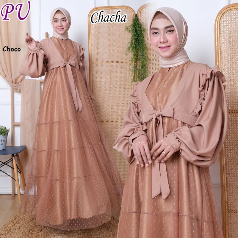 Chaca Gaun pesta muslimah mewah gamis kondangan wallimatul bridesmaid gaun wisuda