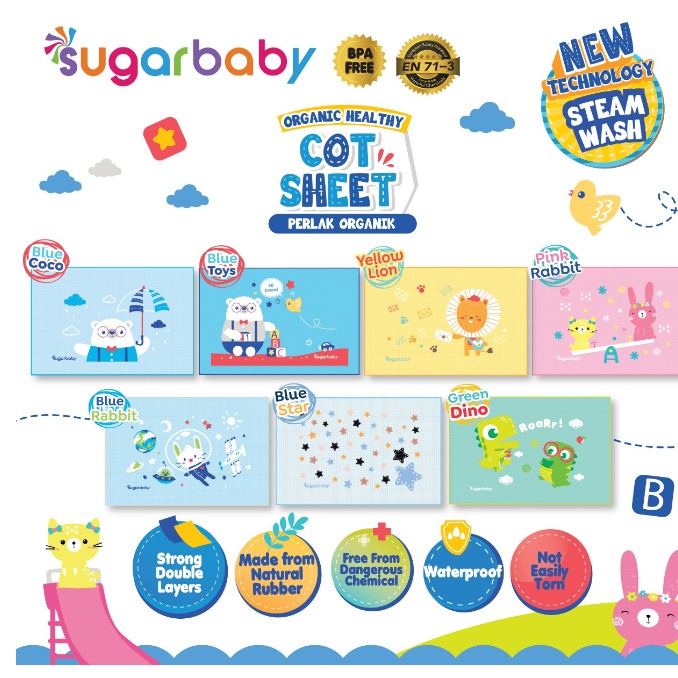 Perlak Bayi Sugar Baby Perlak Karet Bayi  SUGAR BABY ALAS Ompol ORGANIC SNI