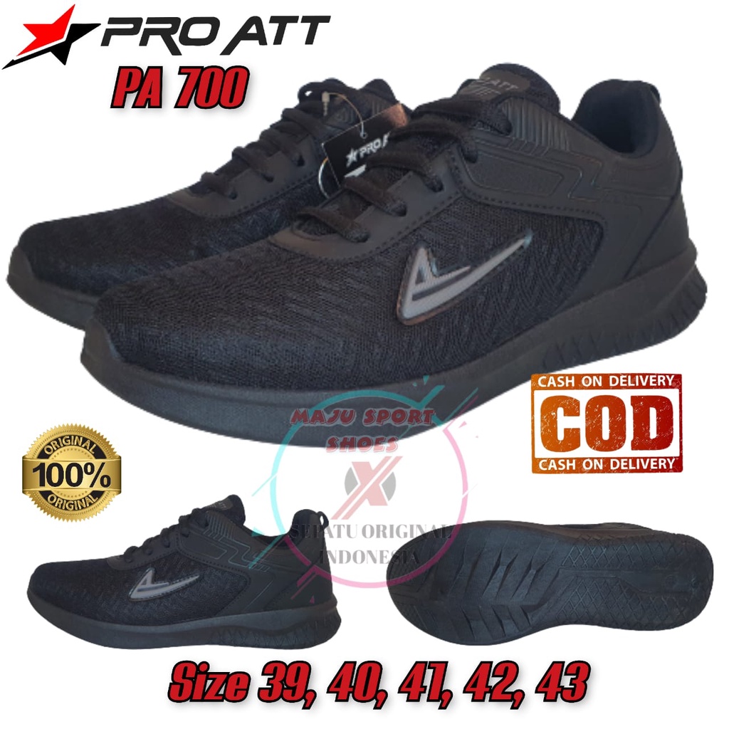 PRO ATT PA 700 / PRO ATT PI 600 / PRO ATT PCW - SEPATU SEKOLAH TALI PRO ATT HITAM POLOS HITAM PUTIH
