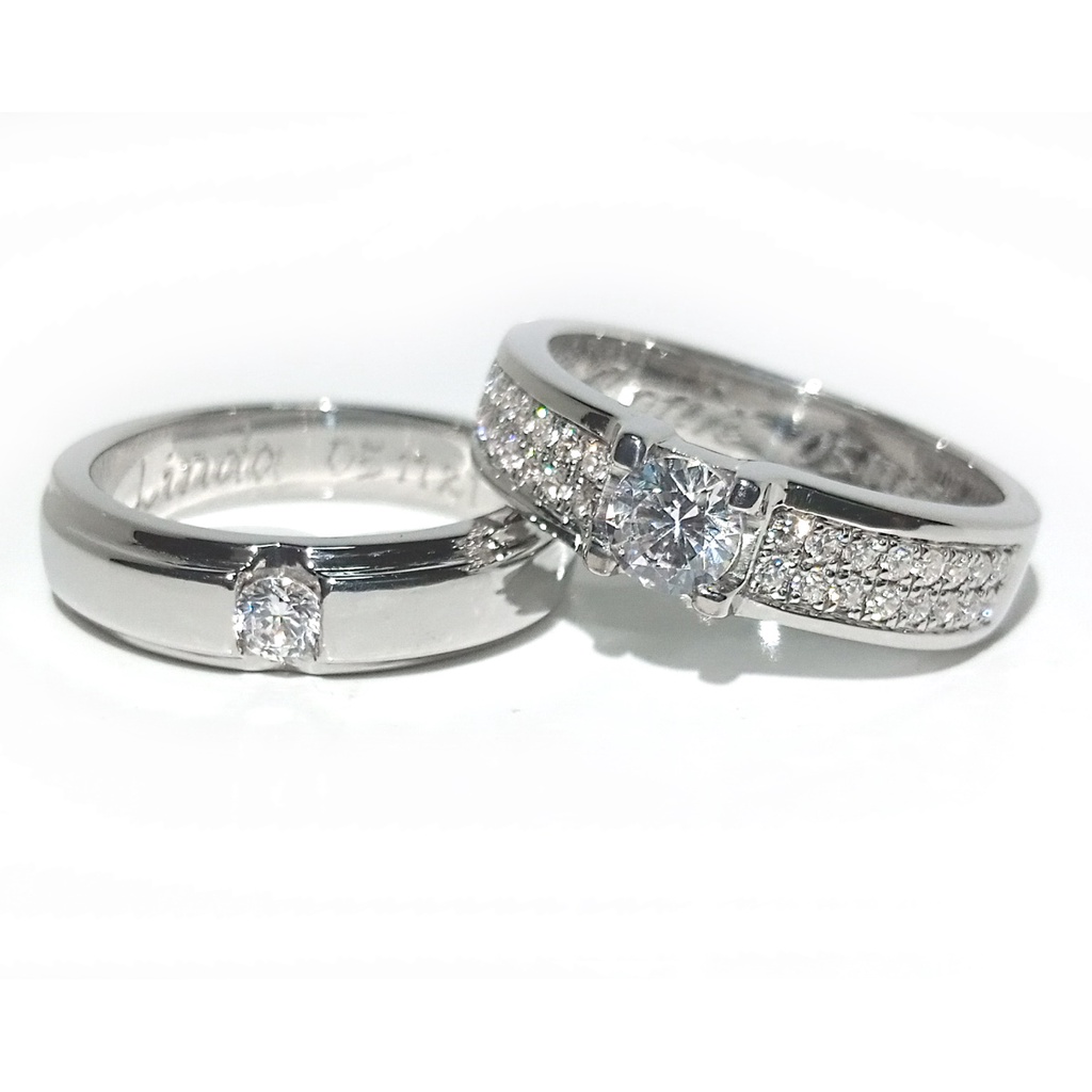 Cincin Kawin Platinum Couple Platina Asli Ukir Nama A144