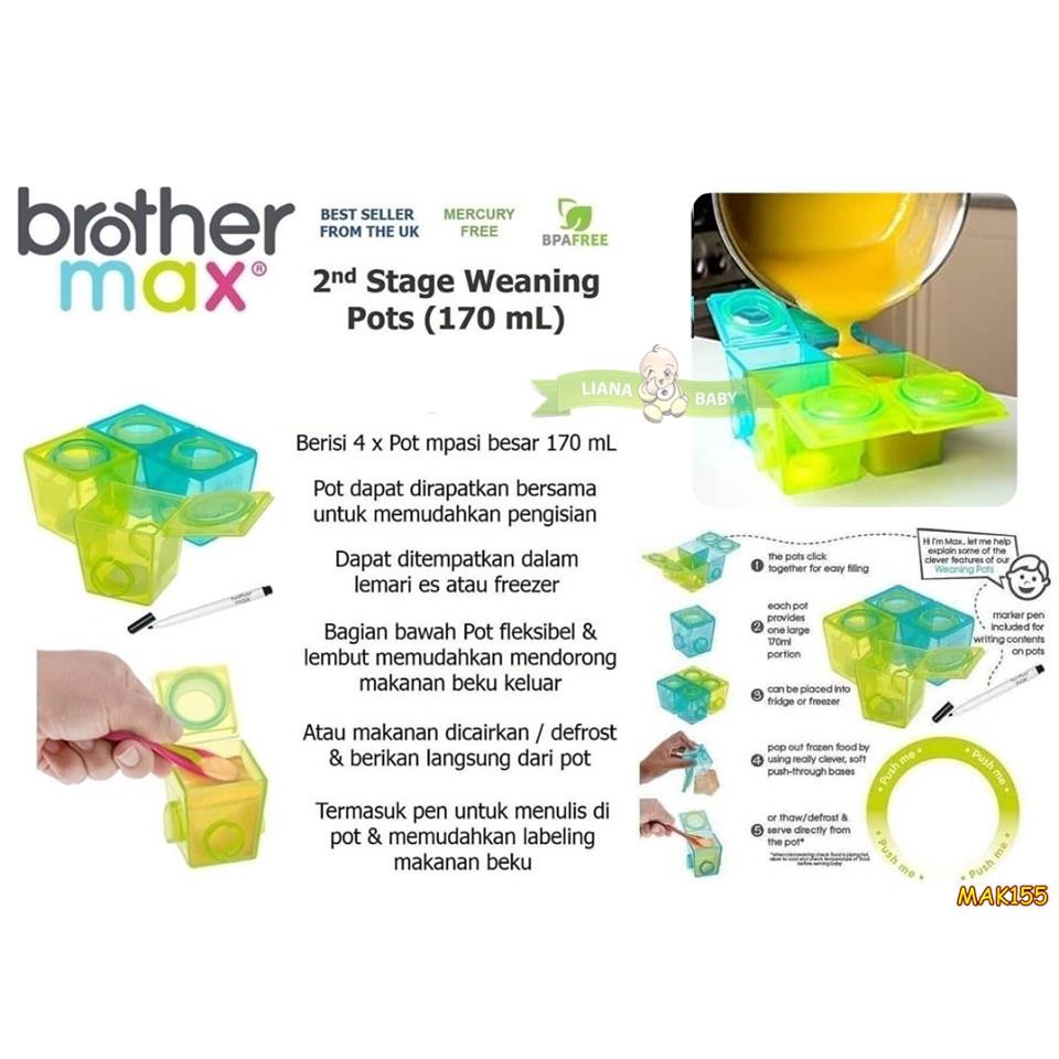 MAK155 TEMPAT MPASI BROTHER MAX 2ST STAGE WEANING POTS 170ML