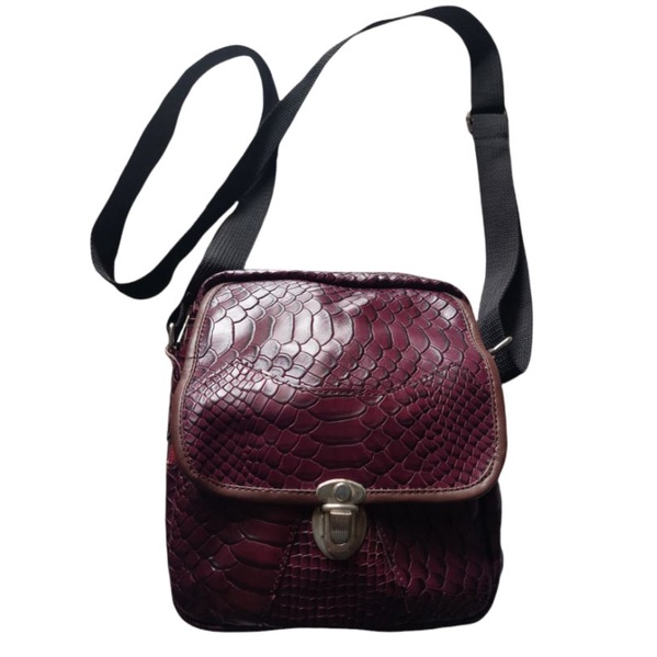 SAM 11 Tas Selempang Kulit asli Pria dan wanita Sling Bag Motif Kulit Buaya