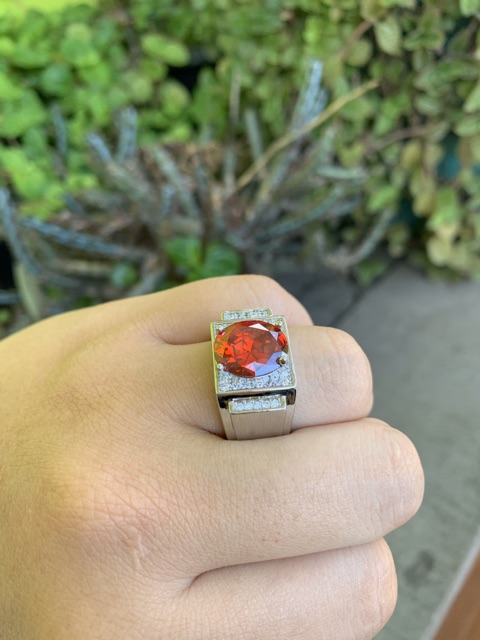 Cincin Pria Perak Batu Akik Safir Biru Rubi Merah Mewah Minimalis Kantoran High Quality