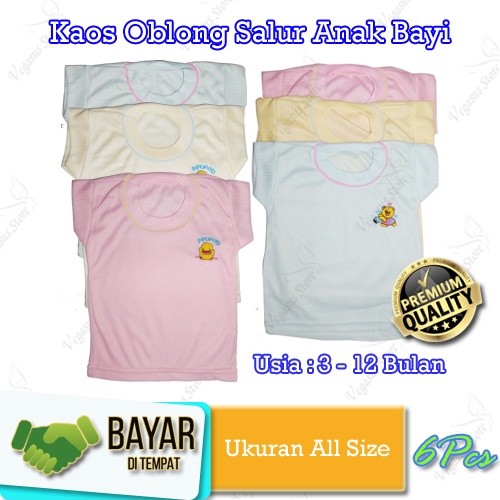 [Pilih 6Pcs Lebih Murah] Kaos Oblong Salur Anak Bayi Unisex 3-12 Bulan-Vegasus Store(COD)