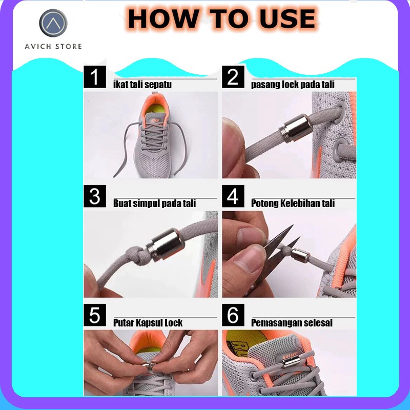 TALI SEPATU KARET ELASTIS LOCK LACES SHOE LACES MODEL - CAPSULE ORANGE