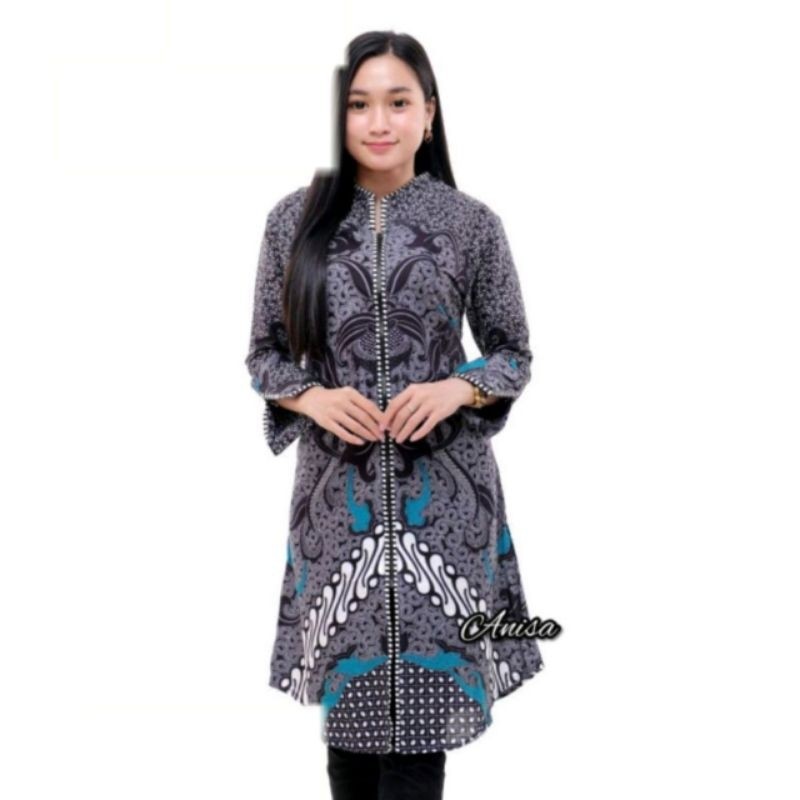 Tey-17 Batik Wanita Asj Sa Hrb026 Kenongo Kemeja Tosca Pendek Terlaris