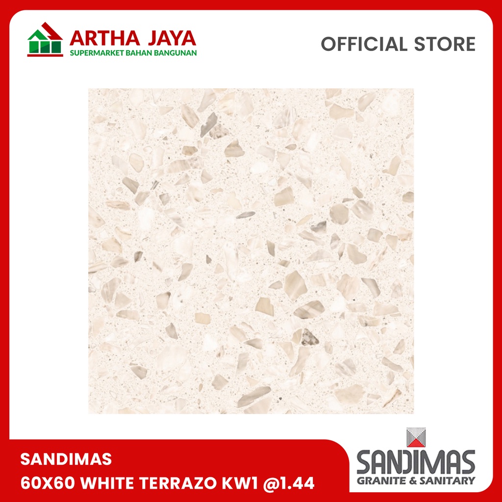 Sandimas Granit Lantai 60x60 White Terazzo KW1 @1.44m2 (Floor Tile)