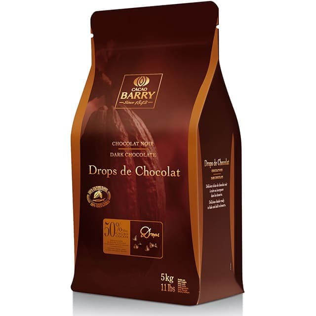 

Promo Terbatas - Cacao Barry Callebaut Drops De Chocolat 5Kg 50% Dark Chocolate Chip