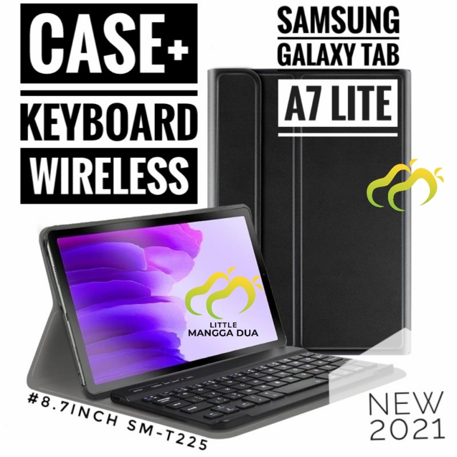 Keyboard Case Bluetooth Samsung Galaxy Tab A7 lite T220 T221 8.7 2021 Bookcover Flip Cover Casing
