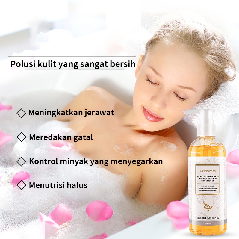 Sabun mandi penghilang tungau Membunuh bakteri Menghilangkan jerawat dan mengatasi gatal Kontrol minyak Wangi tahan lama Melembabkan Menghidrasi menghilangkan keratosis pilaris Body Wash Eksim Sabun Mandi Cair Mengatasi Jerawat/ Eksim