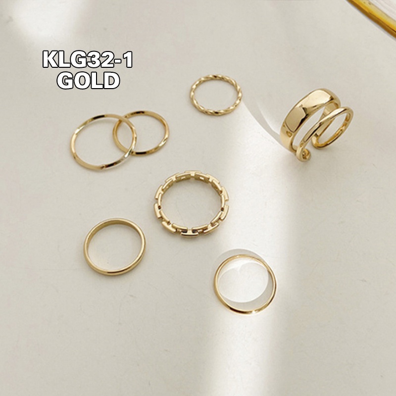 1SET 7PCS CINCIN WANITA KOREA AKSESORIS WANITA GAYA RETRO RING SIMPLE FASHION IMPORT CNC5